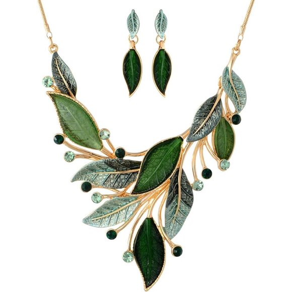 Vintage Chunky Statement Jewelry Set Retro Leaf Floral Geometric Bohemian Boho B